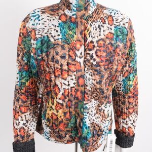 Crinkle Jacket Shirt Animal Tiger Print Reversible
